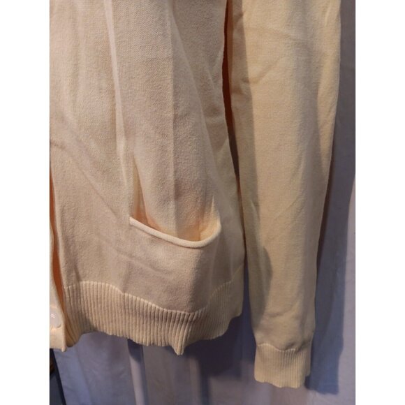 J Jill Cardigan Sweater Womens Size L Yellow Button Up Scoop Neck Knit‎ Pockets - Picture 2 of 10
